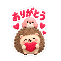 ひトリ、ハリネズミ。ふわふわ日常スタンプ