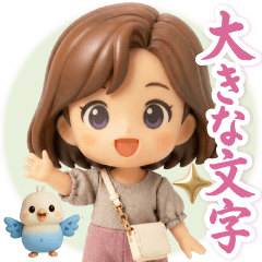 ふんわり3D女子の大人かわいい大きな文字