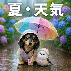 とびだす★夏と天気★ミニチュア ダックス