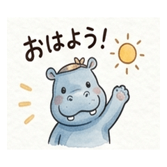 カバのなかよしスタンプ