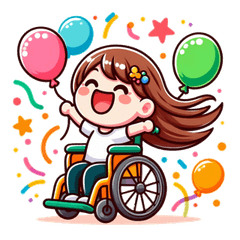 車いすの女の子のかわいいスタンプで元気を