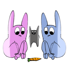 3匹のウサギと人間