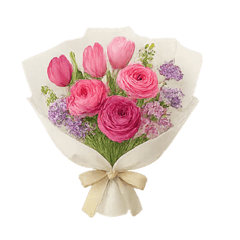 カラフル花束stamp ホワイトver