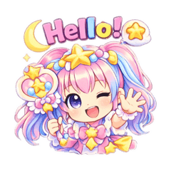 ふんわり魔法少女♡毎日使える英語スタンプ