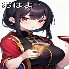 ラーメン食べるピアスカンフー女の子3