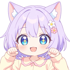 ドリームナイト猫の女の子スタンプ