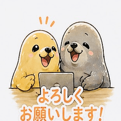アザラシとイルカたちのビジネススタンプ