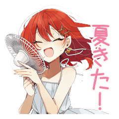 夏を楽しむ赤髪の女の子