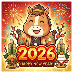 かわいい馬の新年スタンプ1