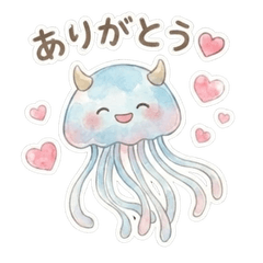 癒やしの水彩ツノクラゲ