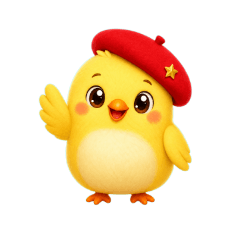 赤いベレー帽の小鳥