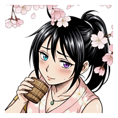 オッドアイ和装女子の四季イベントスタンプ