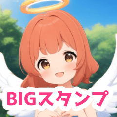 プールと天使の水着の女の子BIGスタンプ