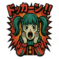 ホラーサーカス！昭和レトロの叫びスタンプ