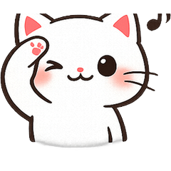 ゆるかわ白ねこ あいさつ＆返事