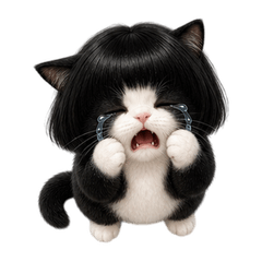 Bob-Hair Tuxedo Baby Cat (No text)