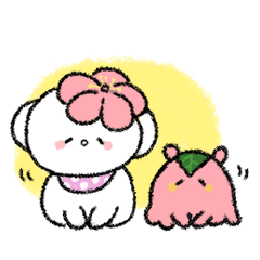 春のスタンプふわまるとめんこちゃん