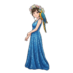 2026 Female character and macaw