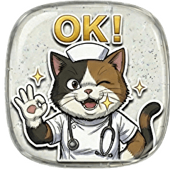 【ぷっくり立体】働くナース三毛猫スタンプ