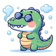 かわいいワニのカートゥーンスタンプで楽し