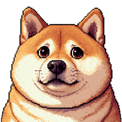 控え目表現な太っちょ柴犬