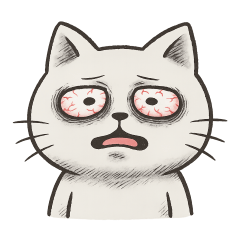 白猫「Tまる」のネガティブスタンプ