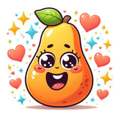 かわいいパパイヤのカートゥーンスタンプで