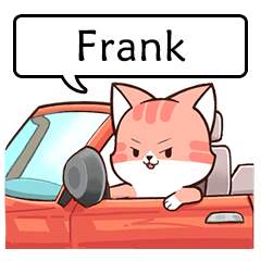 Name sticker of Chacha cat "Frank"