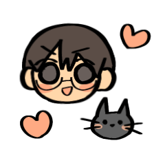 黒猫とメガネ少年