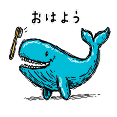 かわいい青いクジラの日常スタンプ 92
