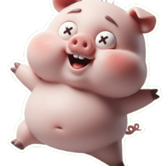 動くことを拒否する超怠け者のピンクのブタ