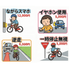 スタンプで覚える自転車の交通違反