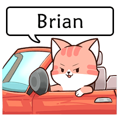 Name sticker of Chacha cat "Brian"