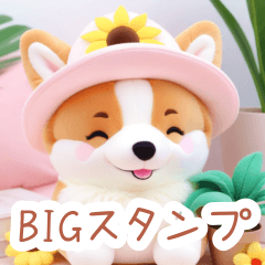 向日葵とふんわりコーギーのBIGスタンプ