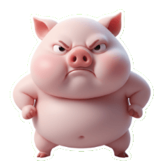 達観ピンクブタかまってらんない