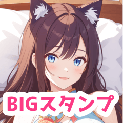 ネイビーチャイナドレス狐女子BIGスタンプ