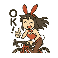 ロードバイクに乗るバニーガールスタンプ2