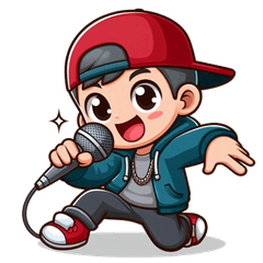 キュートなラッパーのカートゥーンスタンプ