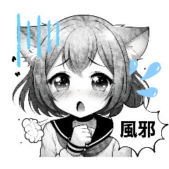 猫耳ガール⑳。モノクロ