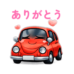 ころんと可愛い♪赤い車のスタンプ文字有り