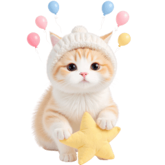 白いニット帽ねこ♡BIGスタンプ