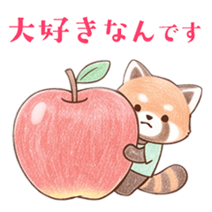リンゴ大好き♪優しい小さなレッサーパンダ
