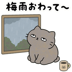 ぐったりネコ｜梅雨と低気圧スタンプ