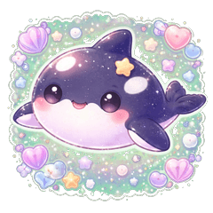シャチかわいいスタンプ（黄色い星）