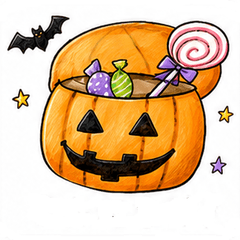 カラフルかぼちゃのハロウィンスタンプ