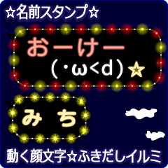 動く顔文字「みち」の☆ふきだしイルミ