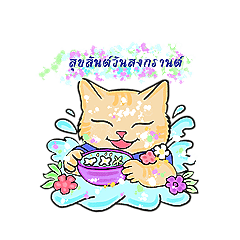 Songkran with cat(Meena)